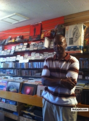 At my brother's music store.