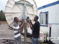 fixing the VSAT dish...