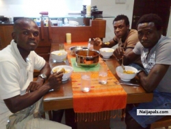 eating dinner wit my friends at my home.