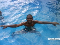 In pool with friends