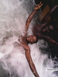 Kris p  shares a picture of himself having fun with his friends in a village stream!