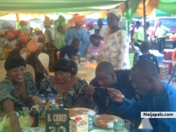 Friends at mum's burfday, Bukky and Teslim in the middle