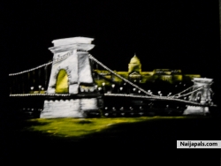 chain bridge...oil on suede