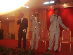on stage