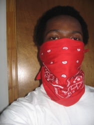 hide the face behind the rags..Some Read G shit