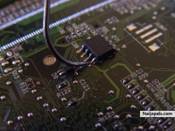 seeing is believing, this is an internal view of the mother board and the security chip that holds the password and other vital information of the