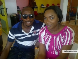 Nollywood producer Ken Jewel with the award winning actress and GLO Ambassador Chioma Akpotha on the movie set 