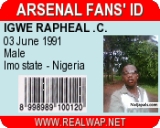 Arsenals' fan ID.