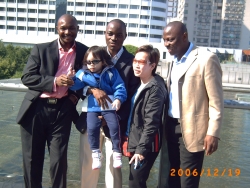 posing with fans