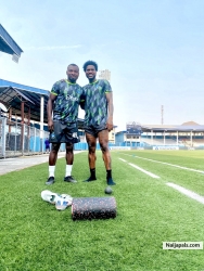 Okere Daniel with Brown Ideye at Enyimba