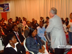 David Bernard, Senator of Nabreska state, U.S.A, speaking in a workshop on leadership during the Vision 2010 global leadership conference Yaounde Cameroon