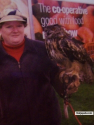 me with an eagle owl yesterday in belfast balmorial show