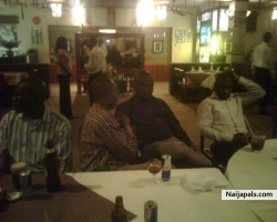 At dinner with my colleagues.