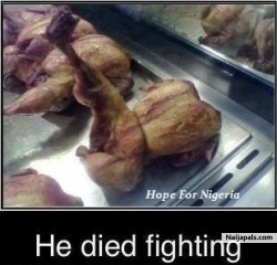 This chiken died while fighting....see the leg