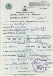 ProfSpyze certificate of birth