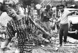 Africa, Nigeria civil war, Biafra, a woman screams at the death of her mother hit during a bombing.