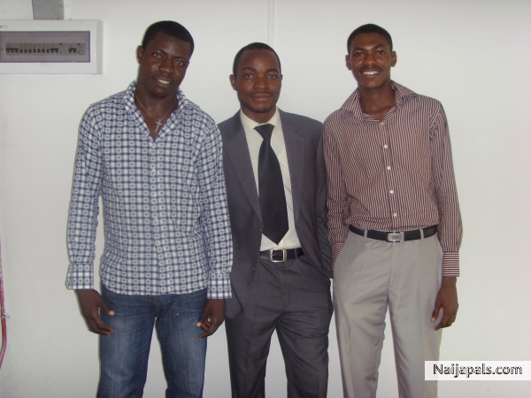 L-R Dayo, Daniel and Me after church - click for next photo