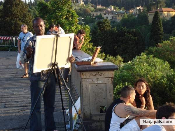 i was painting Florence view, from Mike Angello' s hill, Florence, Italy. - click for next photo