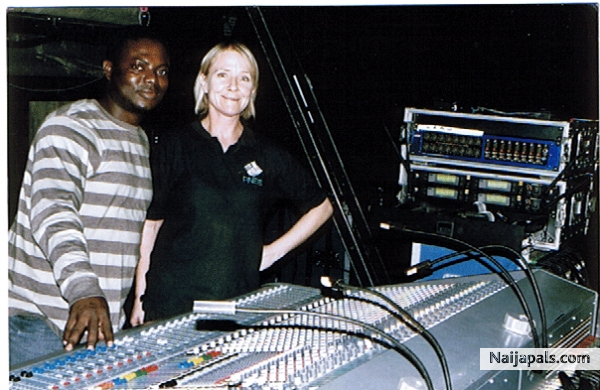 Frankie recording an Artist at music studio in London - click for next photo