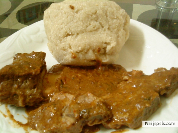 eba ati ogbono soup... i cooked it myself anyway.. - click for next photo