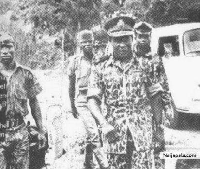 1969, Major General Philip Efiong returning from a visit to a refugee camp in Nto Edino in present-day Akwa Ibom State - click for next photo