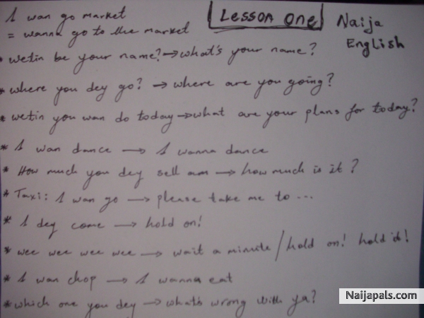 Wecome home, Naija lesson one-2 - click for next photo
