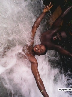 Kris p shares a picture of himself having fun with his friends in a village stream! - click for next photo