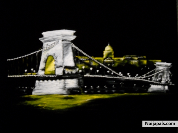 chain bridge...oil on suede - click for next photo