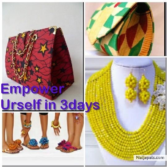 Bag/ footwear/ bead making Fee #5000 Contact us to get the requirement needed for the program Material will be bought by the students Contact :07087848178; Date : 15,16&22 23,29&30 of November Venue : 25 karimu street isolo time Saturday: 9am - 2pm Sundays : 2pm - 6pm - click for next photo