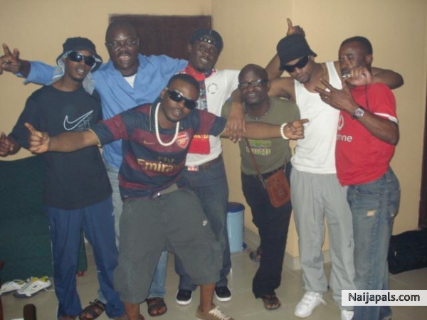 Me, in the middle with my Arsenal jersey, chillen with ragga remi and my peeps, on holiday in Nigeria - click for next photo