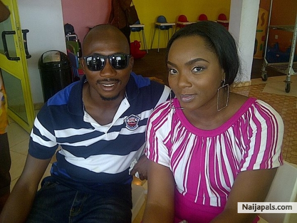 Nollywood producer Ken Jewel with the award winning actress and GLO Ambassador Chioma Akpotha on the movie set 