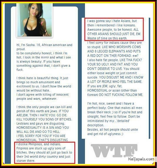 Thats ricist for you.....I hate racist - click for next photo