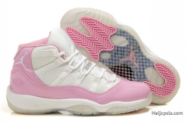 Womens Nike Air Jordan 11 White Pink Shoes - click for next photo