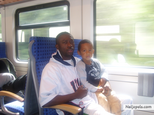 papa and son driving with train - click for next photo