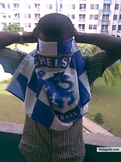 THE SKY IS BLUE..... ALWAYS A TRUE BLUE FAN. UP CHELSEA - click for next photo