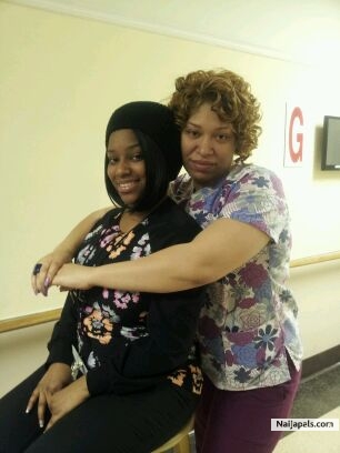 My friend Keyvette and I at work.....not working lol - click for next photo