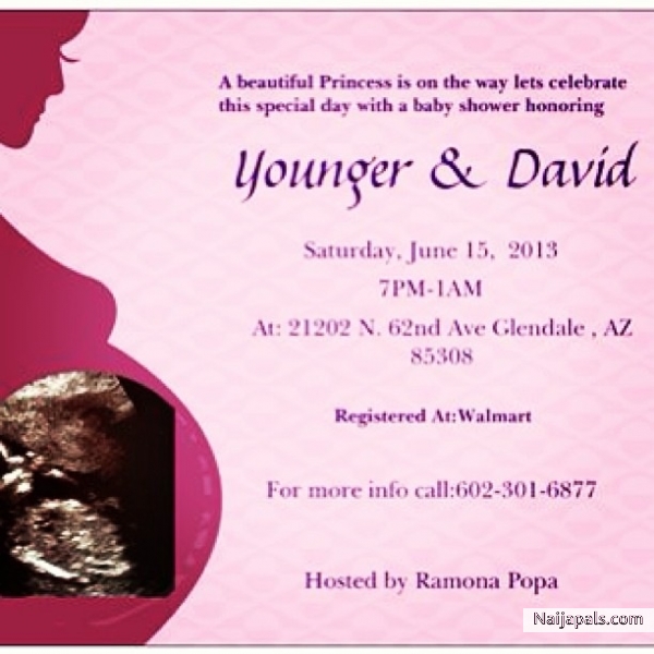 A beautiful Princess is on the way lets celebrate this special day with a baby shower honoring Younger Fasuekoi Saturday ,January 15, 2013 @ 7pm to 1am Hosted by: Ramona Popa Registered At:Target - click for next photo