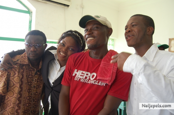 mr.magic! with dmc, funke & morris sesay on the set of complicated - click for next photo