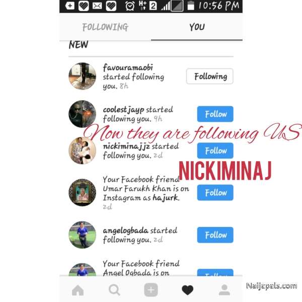 NICKIMINAJ JUST FOLLOWED ITZ TSOUL ON INSTAGRAM..... TSOUL is a porthacourt base up coming artist who is really doing well in the industry with he' s style of  music I must say he' s last track titled DOWN FOR LOVE which he featured a female singer from Ghana was a nice one and now nickiminaj just followed him on instagram and I hope  something good will come out of it.... TO FOLLOW HIM UP ON FACEBOOK AND INSTAGRAM SEARCH : itz tsoul - click for next photo