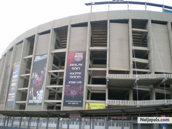 outside barcelona stadium - click for next photo