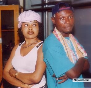 Mr.Magic with Nkiru Slyvanus on the set of Unknown Evil (2004) - click for next photo