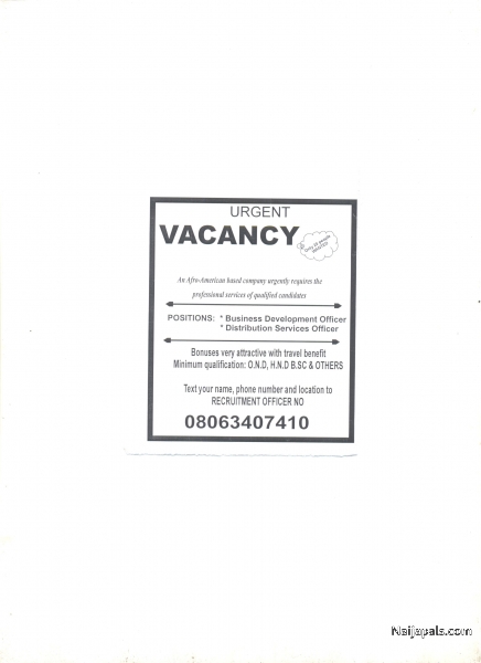 Urgent Vacancy Apply - click for next photo