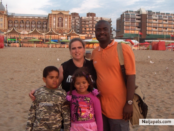 Mike from Benin city for a study in Holland enjoying with us at Scheveningen beach - click for next photo