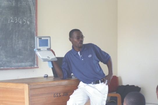 Dennis teaching computer - click for next photo