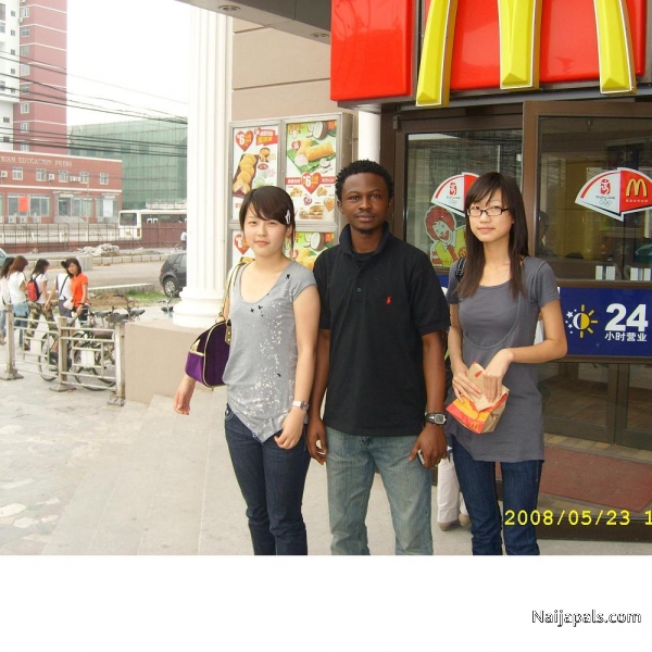 My chinese friends and I at the Mcdonald in Er wai Beijing China - click for next photo