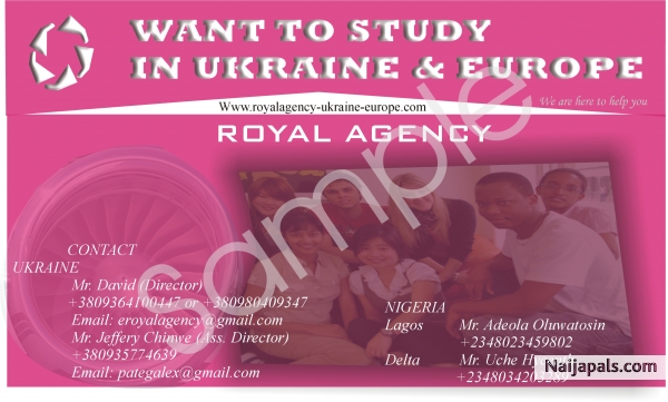 This is to inform all interested students that the Admission to all various universities in Ukraine and other EU countries are currently on. All student that are interested in this offer or having relatives or friends that are wishes to study in Europe, should please disseminate this information. We help student in getting into top grade universities of there choice and help them in processing all the required documents including the official invitation letter from the university of there choice - click for next photo