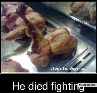This chiken died while fighting....see the leg - click for next photo