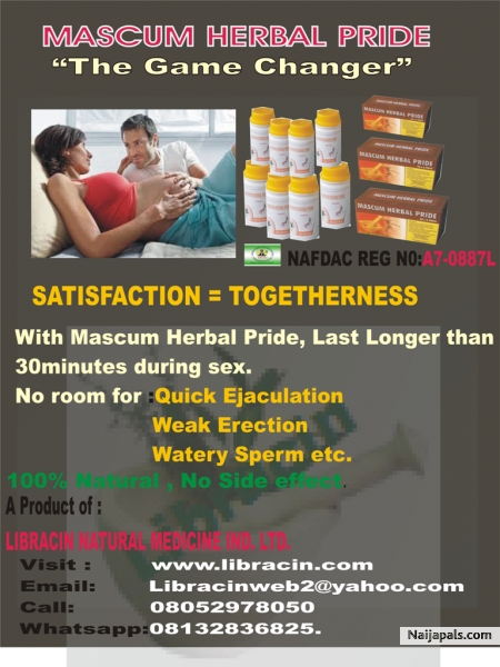 Sex satisfication solution. IF YOU CAN’T TAKE HER TO NEXT WORLD, YOU’RE A FAILURE It’s so embarrassing to call your spouse to bed and leave her half way on the journey without reaching CLIMAX because of the so called QUICK EJACULATION. Sex satisfaction is one of the basic things that brings togetherness in Marriage/Relationship. A man that cannot satisfy her partner is gradually losing her to someone who can. Sex is not just only meant for fun rather it has some health benefit attached - click for next photo