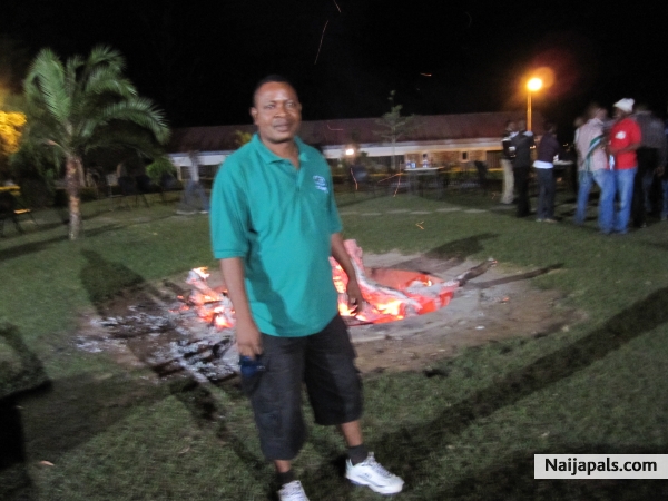 At camp fire in Obudu cattle ranch - click for next photo