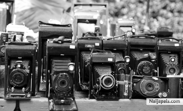 Vintage cameras at Portobello market - click for next photo